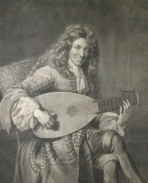 Charles Mouton, a famous luth player, by Gérard Edelinck, 1692
